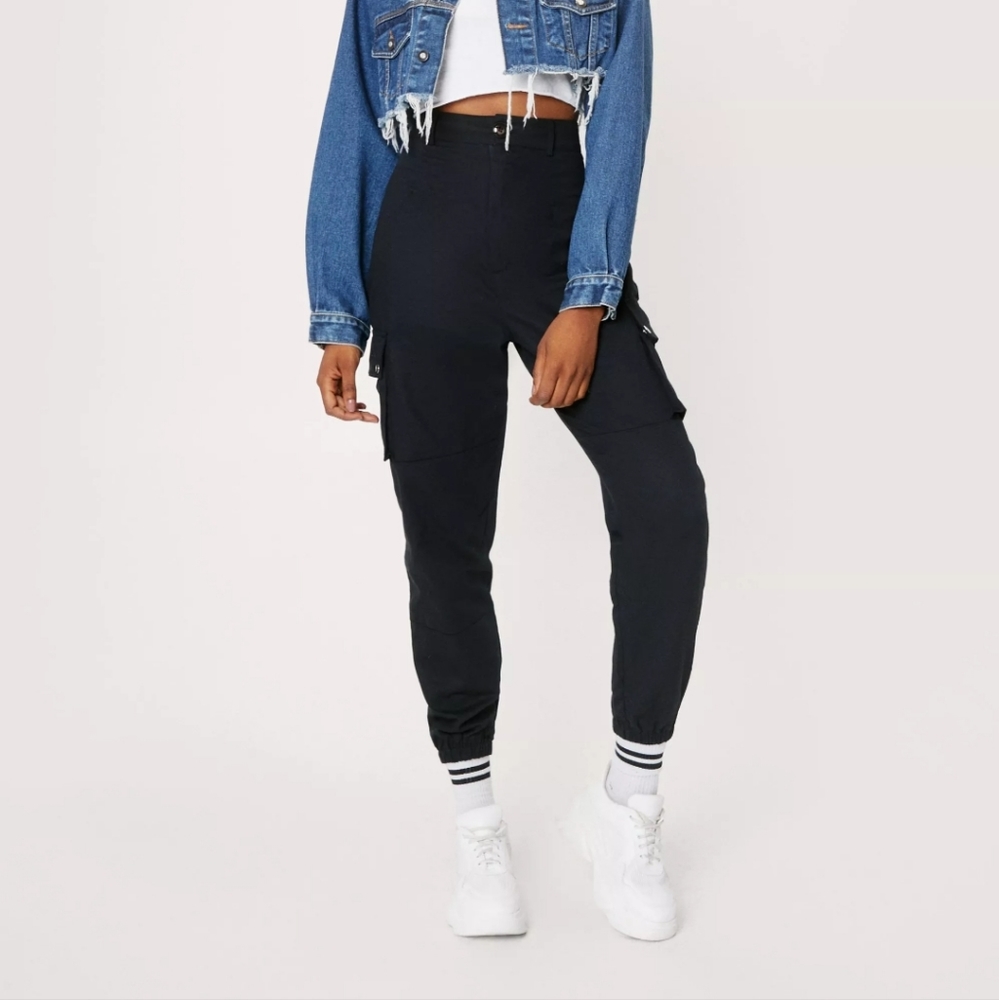 Nasty Gal Black Cargo Pants, Size 4